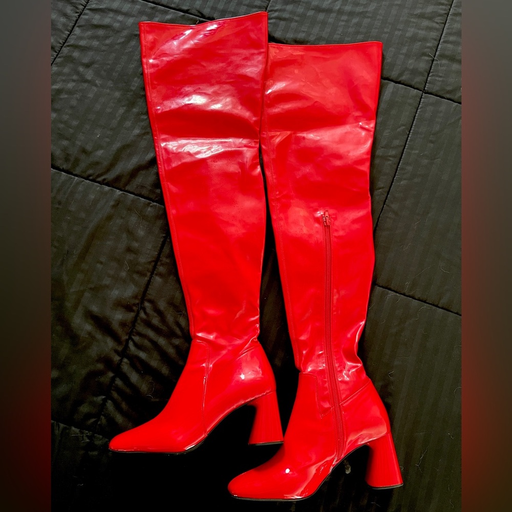 Jeffrey Campbell Red Over the Knee Boots